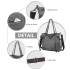 EH2220 - Kono Large Capacity Canvas And Leather Fusion Shoulder Tote Bag - Grey