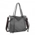 EH2220 - Kono Large Capacity Canvas And Leather Fusion Shoulder Tote Bag - Grey