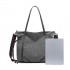 EH2220 - Kono Large Capacity Canvas And Leather Fusion Shoulder Tote Bag - Grey
