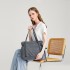 EH2220 - Kono Large Capacity Canvas And Leather Fusion Shoulder Tote Bag - Grey