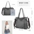 EH2220 - Kono Large Capacity Canvas And Leather Fusion Shoulder Tote Bag - Grey