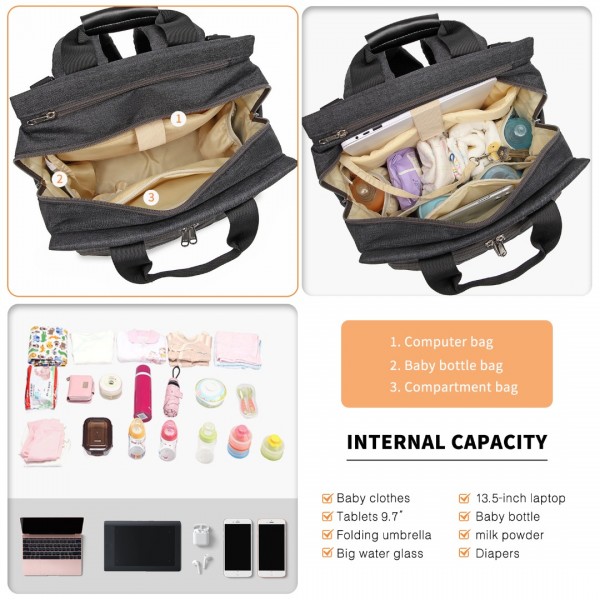 EM2105 - Kono Simple Lightweight Maternity Changing Bag - Black