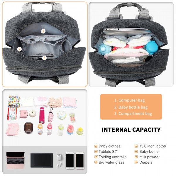 EM2118 - Kono Unisex Maternity Changing Bag with Travel Changing Mat - Grey