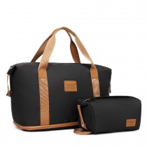 EA2212 - Kono Dos piezas Ampliable Durable Impermeable Juego de bolsas de lona de viaje - Negro y marrón