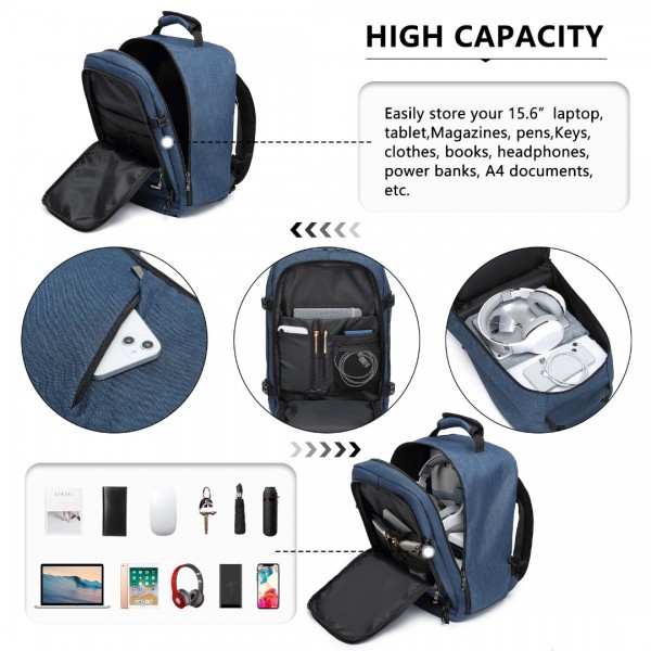 EM2231 - Kono Lightweight Cabin Bag Travel Business Backpack - Navy