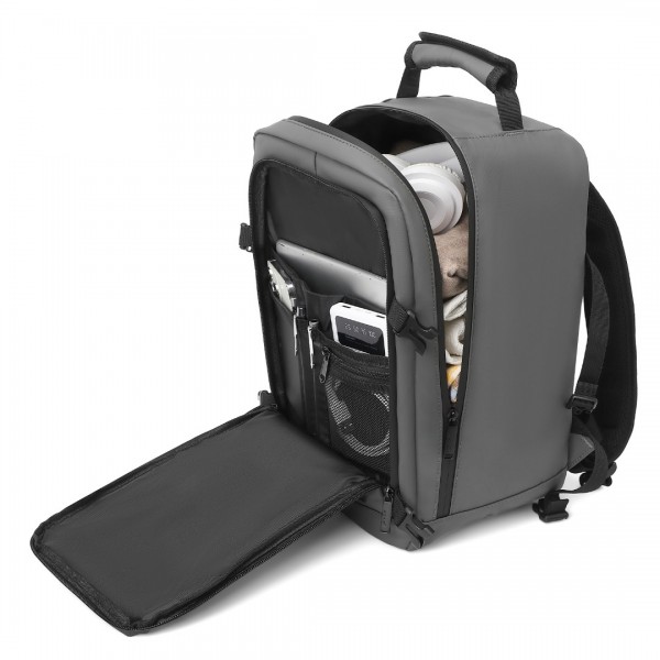 EM2334 - Kono PVC Coated Cabin Bag Carry On Travel Backpack For Under Seat - Grey