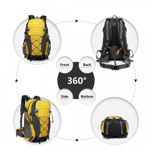 EQ2238 - Kono Multi Funktional Außenbereich Wandern Rucksack Mit Regenschutz - Gelb