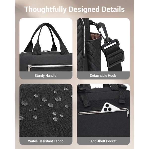 EQ2248 - Kono Durable And Functional Changing Tote Bag - Black