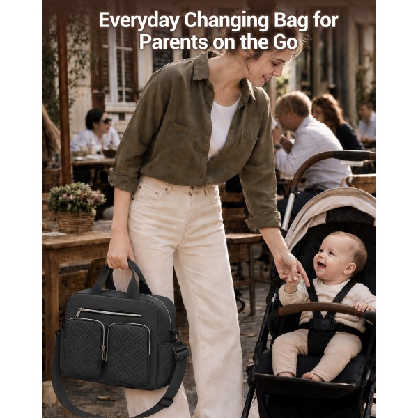EQ2248 - Kono Durable And Functional Changing Tote Bag - Black