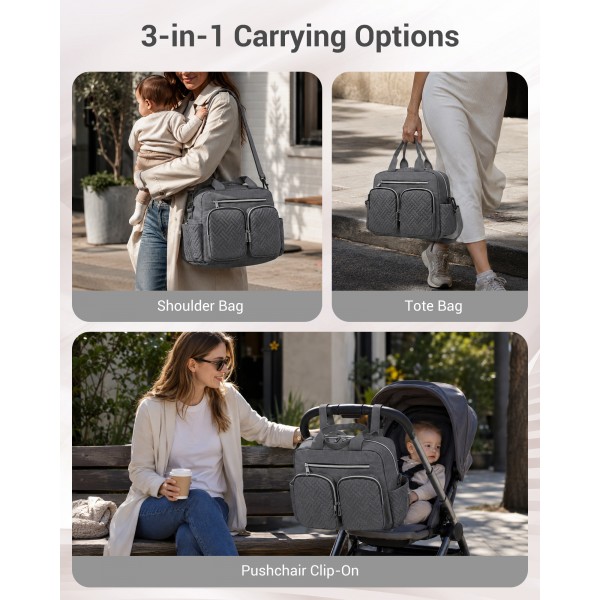 EQ2248 - Kono Durable And Functional Changing Tote Bag - Dark Grey