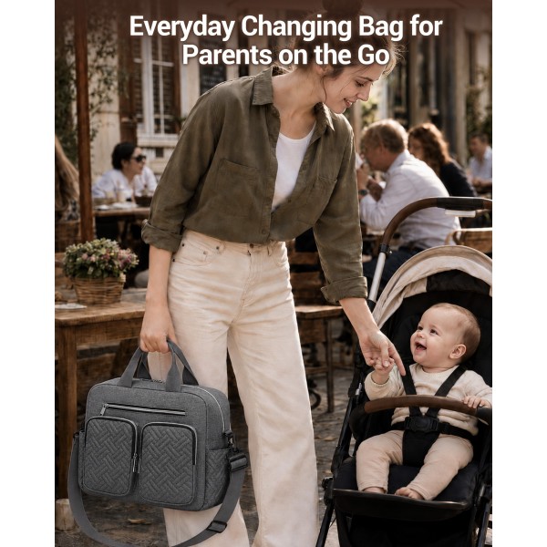 EQ2248 - Kono Durable And Functional Changing Tote Bag - Dark Grey