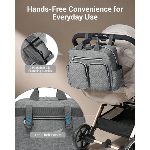 EQ2248 - Kono Durable And Functional Changing Tote Bag - Grey
