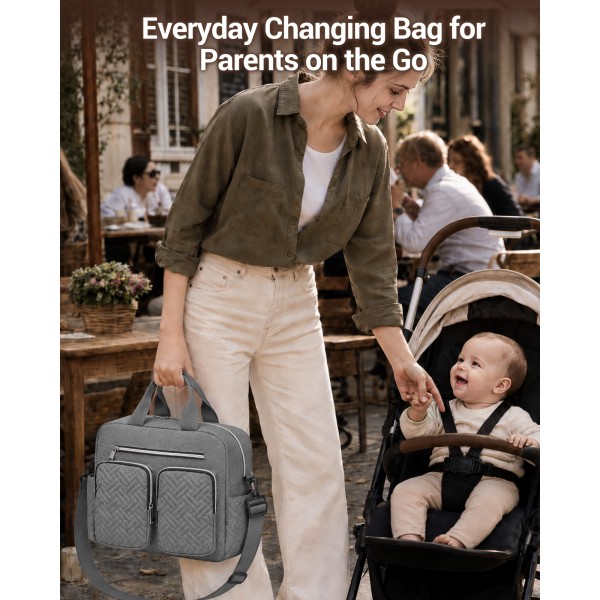 EQ2248 - Kono Durable And Functional Changing Tote Bag - Grey