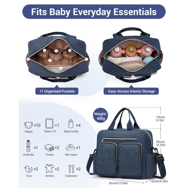 EQ2248 - Kono Durable And Functional Changing Tote Bag - Navy
