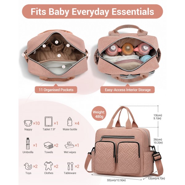 EQ2248 - Kono Durable And Functional Changing Tote Bag - Pink
