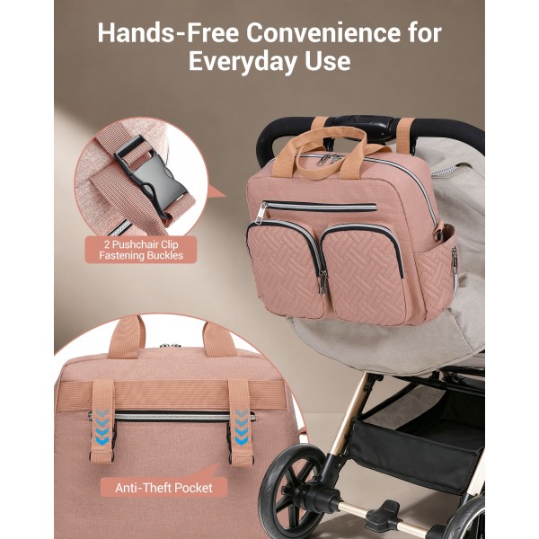 EQ2248 - Kono Durable And Functional Changing Tote Bag - Pink