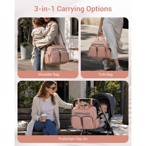 EQ2248 - Kono Durable And Functional Changing Tote Bag - Pink