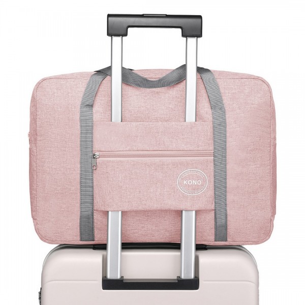 EQ2256 - Kono Foldable Waterproof Storage Travel Handbag - Pink