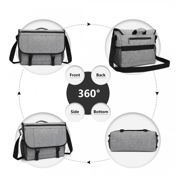 EQ2260 - Kono High Security Messenger Bag Satchel Shoulder Bag - Grey