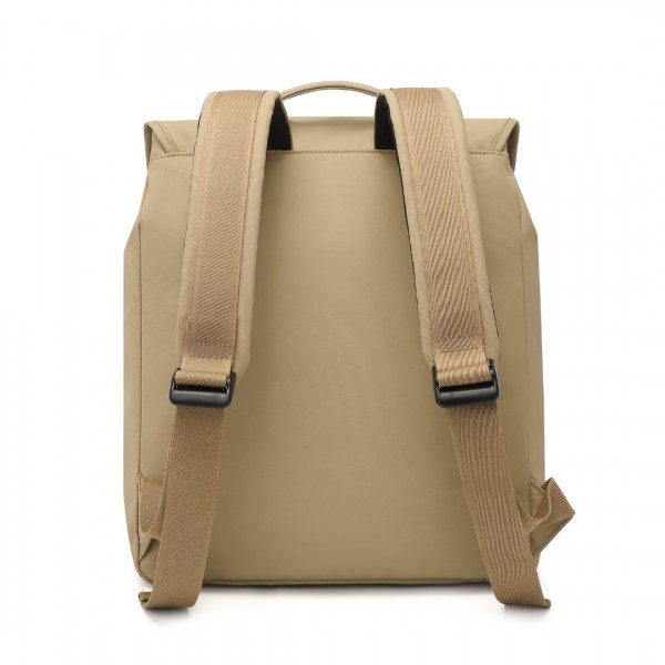EQ2327 - Kono PVC Coated Water-resistant Streamlined And Innovative Flap Backpack - Khaki