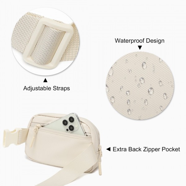 EQ2345 - Kono Sleek And Stylish Minimalist Classic Waterproof Waist Pack - Beige