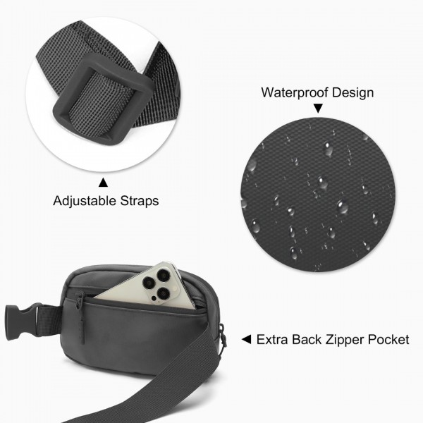 EQ2345 - Kono Sleek And Stylish Minimalist Classic Waterproof Waist Pack - Grey