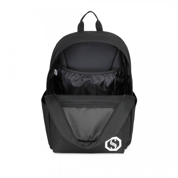 EQ2360 - Kono Strapazierfähiger Polyester Leuchtender Schulrucksack - Schwarz