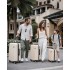 K1773-1L - Kono 19/24/28 Inch 3 Piece Set Striped ABS+PC Hard Shell Luggage with 360-Degree Spinner Wheels - Beige