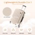 K1773-1L - Kono 24 Zoll Gestreift ABS+PC-Hartschale Reisegepäck mit 360-Grad-Spinner-Rädern - Beige