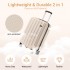 K1773-1L - Kono 19 Inch Cabin Size ABS+PC Hard Shell Luggage with Vertical Stripes - Ideal for Carry-On - Beige