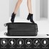 K1773-1L - Kono 19 Inch Cabin Size ABS Hard Shell Luggage with Vertical Stripes - Ideal for Carry-On - Black