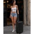 K1773-1L - Kono 19 Inch Cabin Size ABS+PC Hard Shell Luggage with Vertical Stripes - Ideal for Carry-On - Black