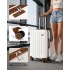 K1773-1L - Kono 24 Zoll Gestreift ABS+PC-Hartschale Reisegepäck mit 360-Grad-Spinner-Rädern - Creme