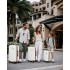 K1773-1L - Kono 19/24/28 Inch 3 Piece Set Striped ABS+PC Hard Shell Luggage with 360-Degree Spinner Wheels - Cream