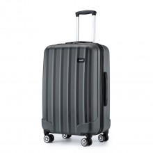K1773-1L - Kono 24 Inch Striped ABS Hard Shell Luggage with 360-Degree Spinner Wheels - Grey