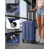 K1773-1L - Kono 28 Zoll Gestreift ABS+PC-Hartschale Reisegepäck mit 360-Grad-Spinner-Rädern - Marineblau