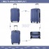 K1773-1L - Kono 19/24/28 Inch 3 Piece Set Striped ABS+PC Hard Shell Luggage with 360-Degree Spinner Wheels - Navy