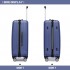 K1773-1L - Kono 19/24/28 Inch 3 Piece Set Striped ABS+PC Hard Shell Luggage with 360-Degree Spinner Wheels - Navy