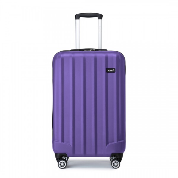K1773-1L - Kono 19 Inch Cabin Size ABS+PC Hard Shell Luggage with Vertical Stripes - Ideal for Carry-On - Purple