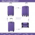 K1773-1L - Kono 19 Inch Cabin Size ABS+PC Hard Shell Luggage with Vertical Stripes - Ideal for Carry-On - Purple