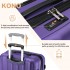 K1773-1L - Kono 19/24/28 Inch 3 Piece Set Striped ABS+PC Hard Shell Luggage with 360-Degree Spinner Wheels - Purple