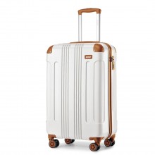 K1777-1L - Kono 19 Inch ABS Lightweight Compact Hard Shell Cabin Suitcase Travel Carry-On Luggage - Cream