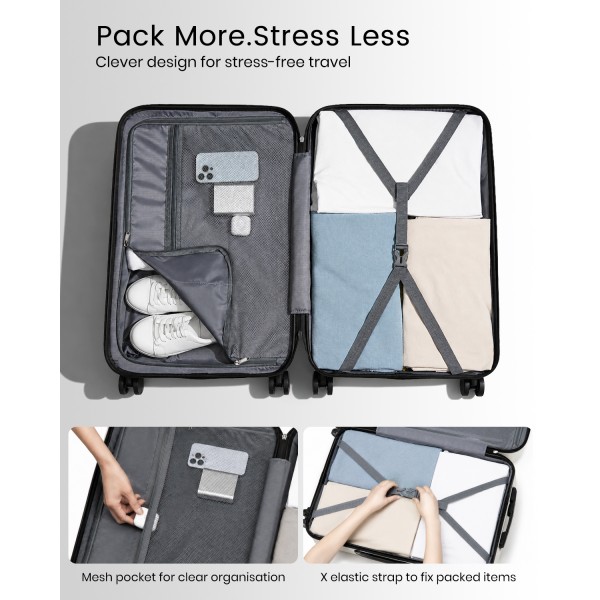 K1777-1L - Kono 28 Zoll ABS Leichtes Gewicht Kompakt Hartschale Reisegepäck Für ausgedehnte Reisen - Beige