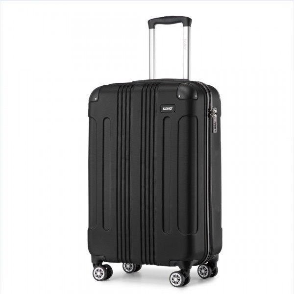 K1777-1L - Kono 19 Inch ABS Lightweight Compact Hard Shell Cabin Suitcase Travel Carry-On Luggage - Black