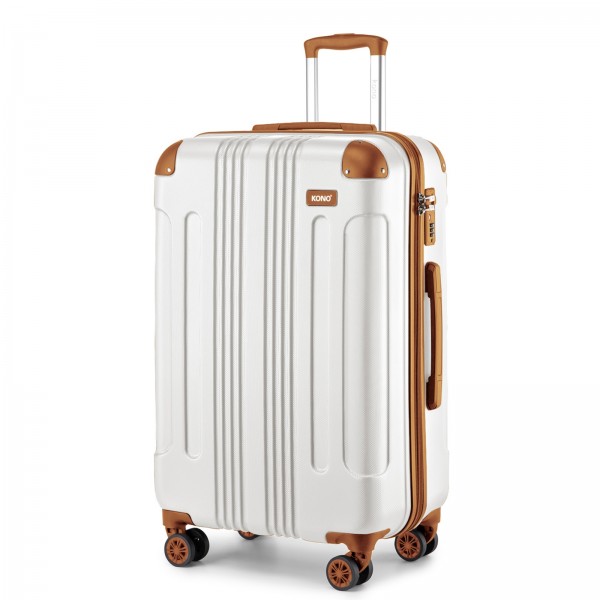 K1777-1L - Kono 28 Inch ABS Lightweight Compact Hard Shell Travel Luggage For Extended Journeys - Cream