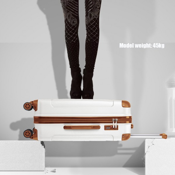 K1777-1L - Kono 19/24/28 Inch 3 Piece Set ABS Lightweight Compact Hard Shell Travel Luggage - Cream