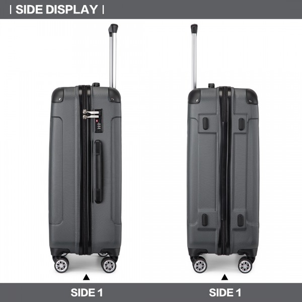 K1777-1L - Kono 24 Zoll ABS Leichtes Gewicht Kompakt Hartschale Reisegepäck Für ausgedehnte Reisen - Grau