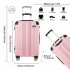 K1777-1L - Kono 19/24/28 Inch 3 Piece Set ABS Lightweight Compact Hard Shell Travel Luggage - Pink