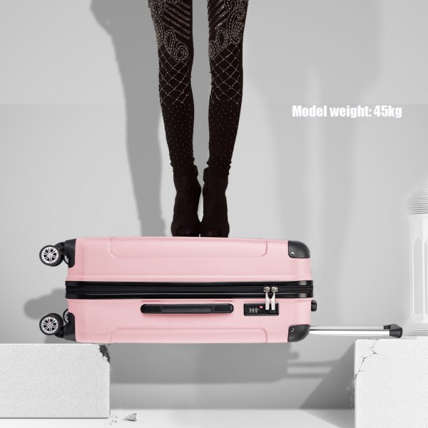 K1777-1L - Kono 19/24/28 Inch 3 Piece Set ABS Lightweight Compact Hard Shell Travel Luggage - Pink
