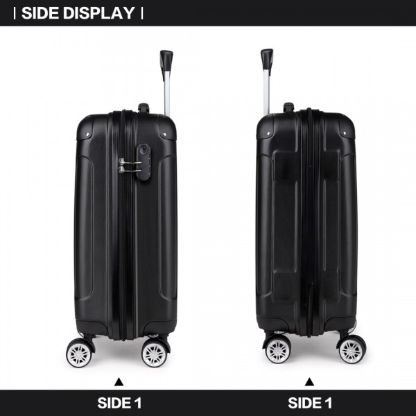 K1777L - Kono 19 Inch ABS Hard Shell Suitcase Luggage - Black